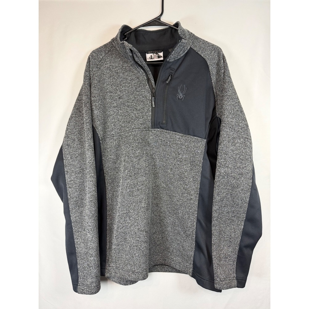 Spyder Mens Quarter Zip Pullover Heather Grey Black Fleece Lined Jacket 1619902